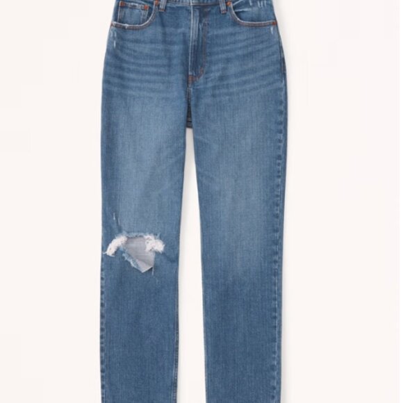 Curve Love Ultra High Rise Ankle Straight Jeans: Medium ripped wash - Picture 3 of 3